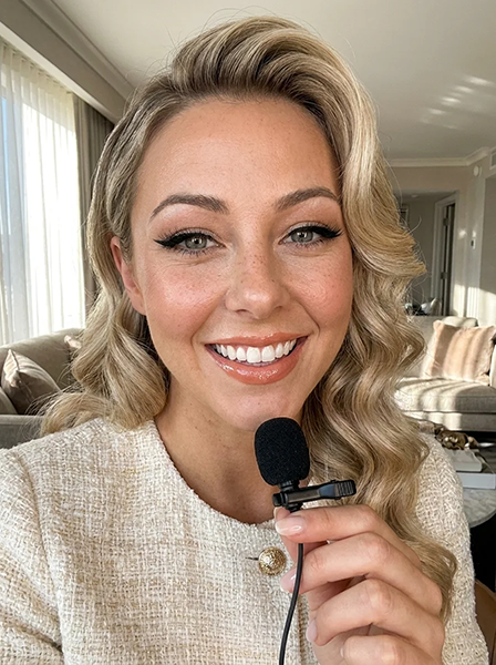 Talking-head creator filming at home